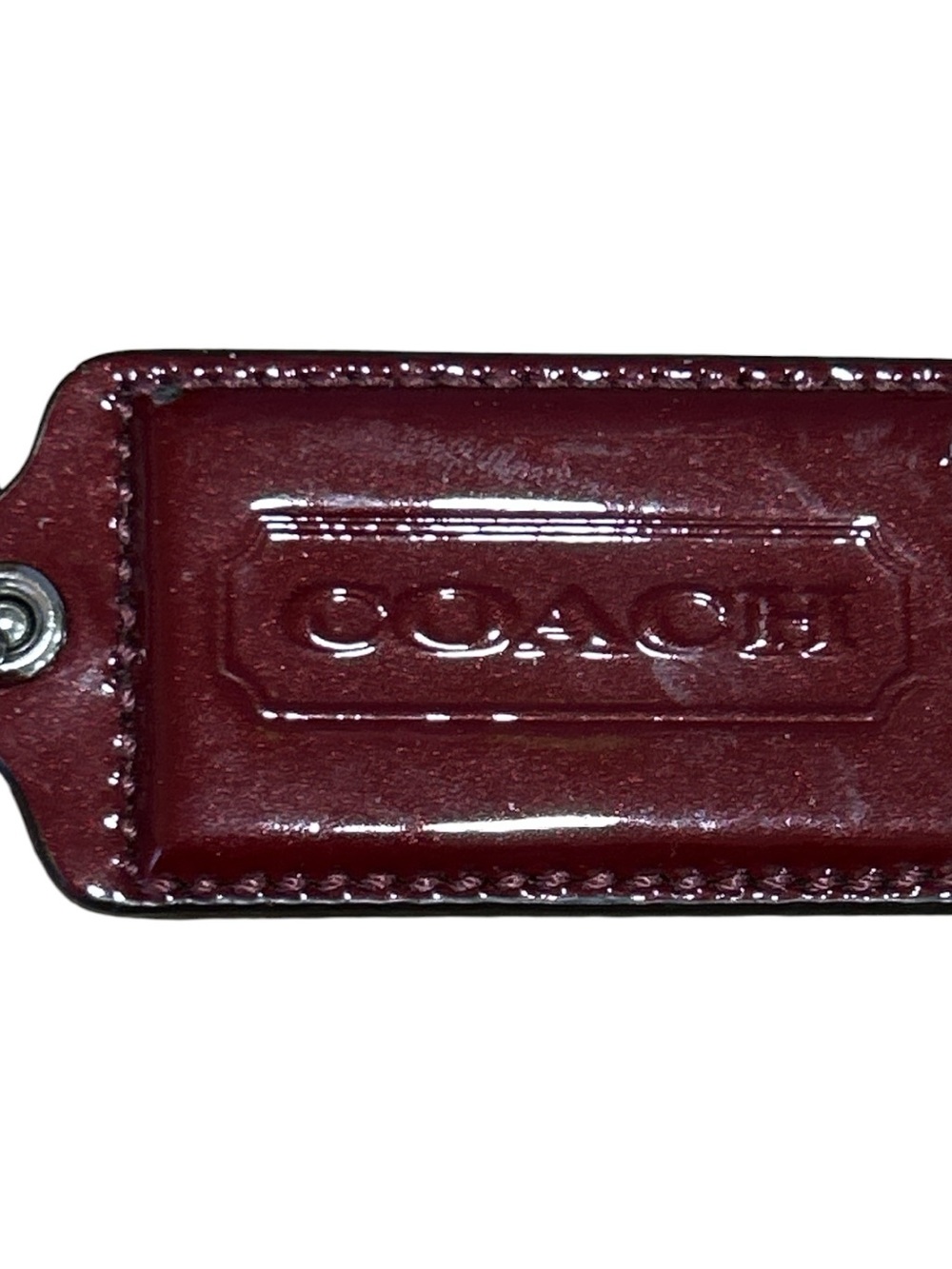 Coach hang tag WINNERS CHOICE Red patent leather, clear flower, resin script - Picture 2 of 6